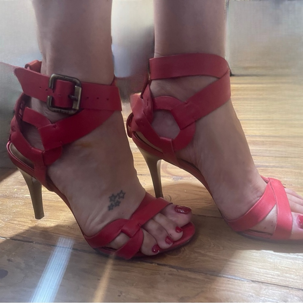 COLCCI RED LEATHER HELL BRAZILIAN SANDALS SIZE US9 EUR 38 BRA 40